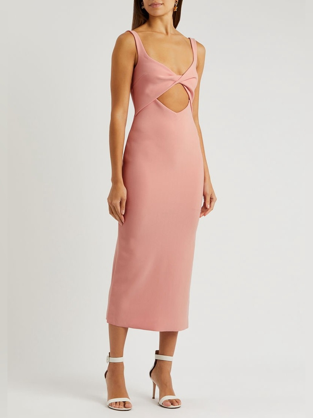 Bec & Bridge - NWT Joelle Cut-Out Midi Dress Sleeveless Guava Pink Twist Front